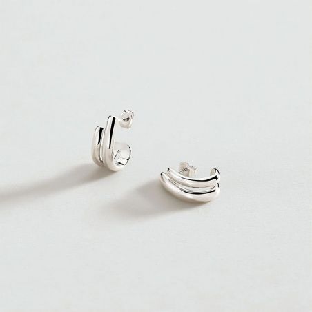 Boucles d'oreilles argent 925 : créoles & puces en argent - pendantes - edora - 1