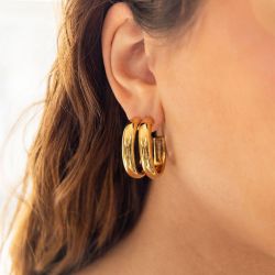 Boucles d'oreilles femme créoles zag bijoux loïs doré sec25692-01uni - creoles - edora - 1