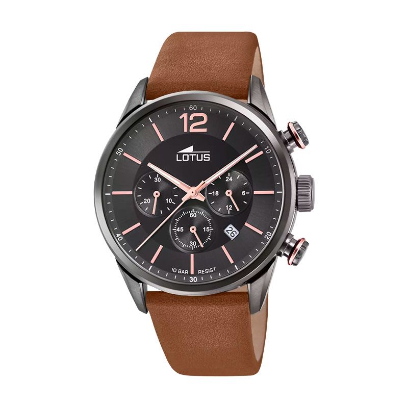 Montre homme chronographe lotus  cuir marron 18687/2 - chronographes - edora