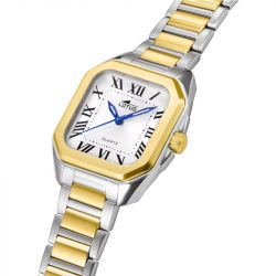 Montre femme lotus square acier bicolore 18969/1 - analogiques - edora - 2