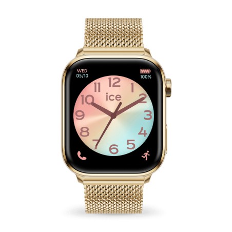 Montre mixte ice smart 2.0 rectangulaire 1.96 gold milanese 024654 – connectées