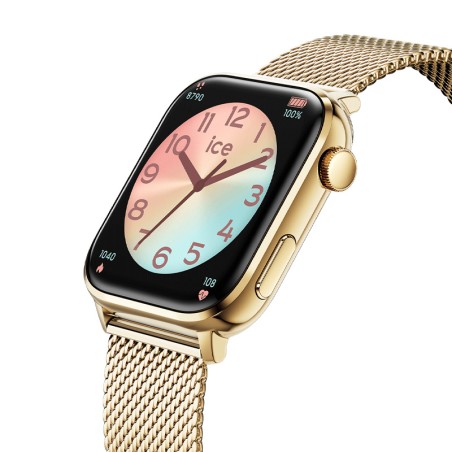 Montre mixte ice smart 2.0 rectangulaire 1.96 gold milanese 024654 – connectées