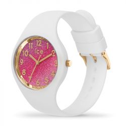 Montre femme ice glitter rose et silicone blanc 022572 - analogiques - edora - 1