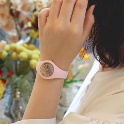 Montre femme ice glitter violet et silicone rose 022569 - analogiques - edora - 2