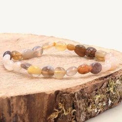 Bracelet pierres roulées edora collection terra nata luma agate botswana edo3701459012534 - bracelets-elastique - edora - 0