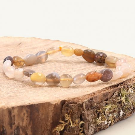 Bracelet homme cuir, argent, perle - bracelet homme tendance - bracelets-elastique - edora - 1