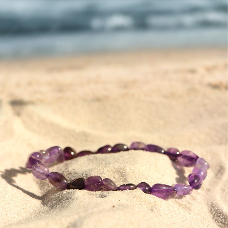 Bracelet pierres roulées edora collection terra nata zana améthyste edo3701459012572 - bracelets-elastique - edora