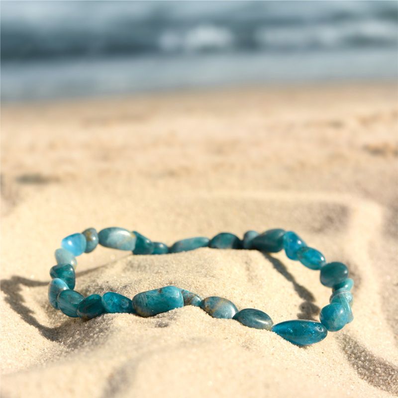 Bracelet pierres roulées edora collection terra nata numaï apatite bleue edo3701459012596 - bracelets-elastique - edora