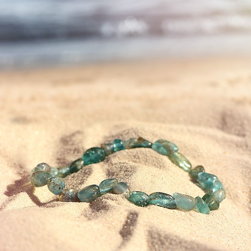 Bracelet pierres roulées edora collection terra nata elka apatite bleue edo3701459033256 - bracelets-elastique - edora