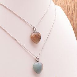 Pendentif femme cœur edora collection terra nata kyna amazonite multicolore edo3701459081073 - pendentifs - edora - 1
