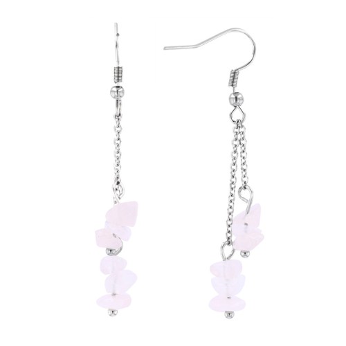 Boucles d'Oreilles Femme Pendantes EDORA Collection Terra Quartz Rose Brésil EDO3701459081981