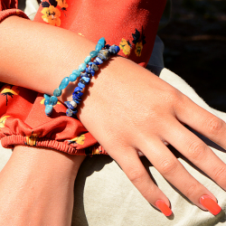 Bracelet pierres roulées edora collection terra nata numaï apatite bleue edo3701459012596 - bracelets-elastique - edora - 1