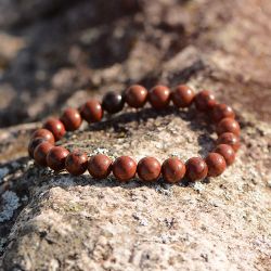 Bracelet boule terra nata varka obsidienne acajou edo3701459011476 - bracelets-elastique - edora - 0