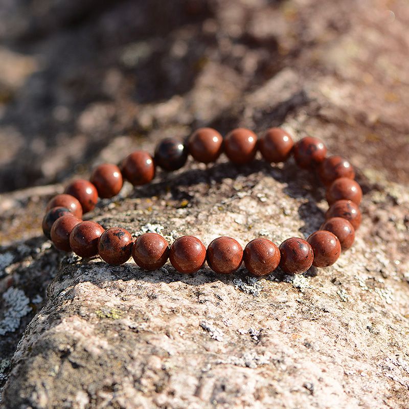 Bracelet boule terra nata varka obsidienne acajou edo3701459011476 - bracelets-elastique - edora