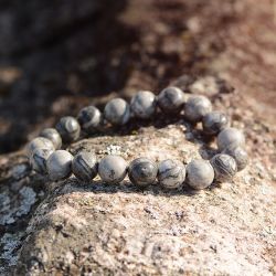 Bracelet boule terra nata agate cazy lace grise  edo3701459027651 - bracelets-elastique - edora - 0