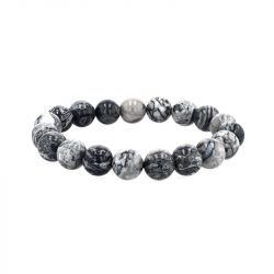 Bracelet boule terra nata agate cazy lace grise  edo3701459027651 - bracelets-elastique - edora - 1