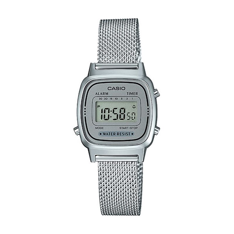 Montre femme casio mini collection acier argenté la670wem-7ef - digitales - edora