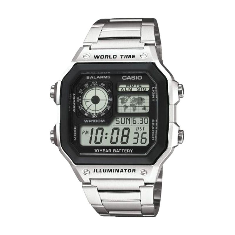 Montre homme  dgitale casio sport acier gris ae-1200whd-1avef - digitales - edora