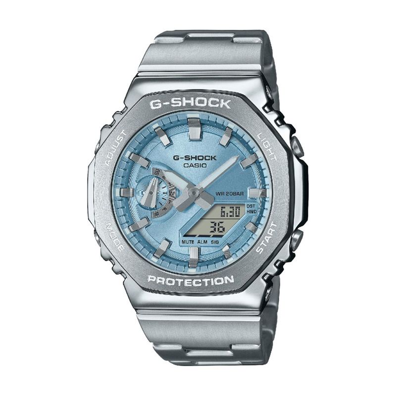 Montre homme casio g-shock acier argenté gm-2110d-2aer - analogiques - edora