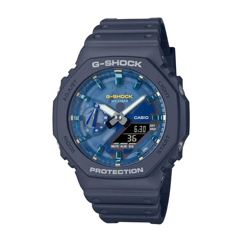 Montre homme casio g-shock résine bleue ga-2100as-2aer - montre connectée homme & femme - edora - analogiques - edora