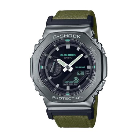 Montre homme casio g-shock utility metal tissu kaki gm-2100cb-3aer – analogiques