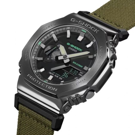 Montre homme casio g-shock utility metal tissu kaki gm-2100cb-3aer – analogiques