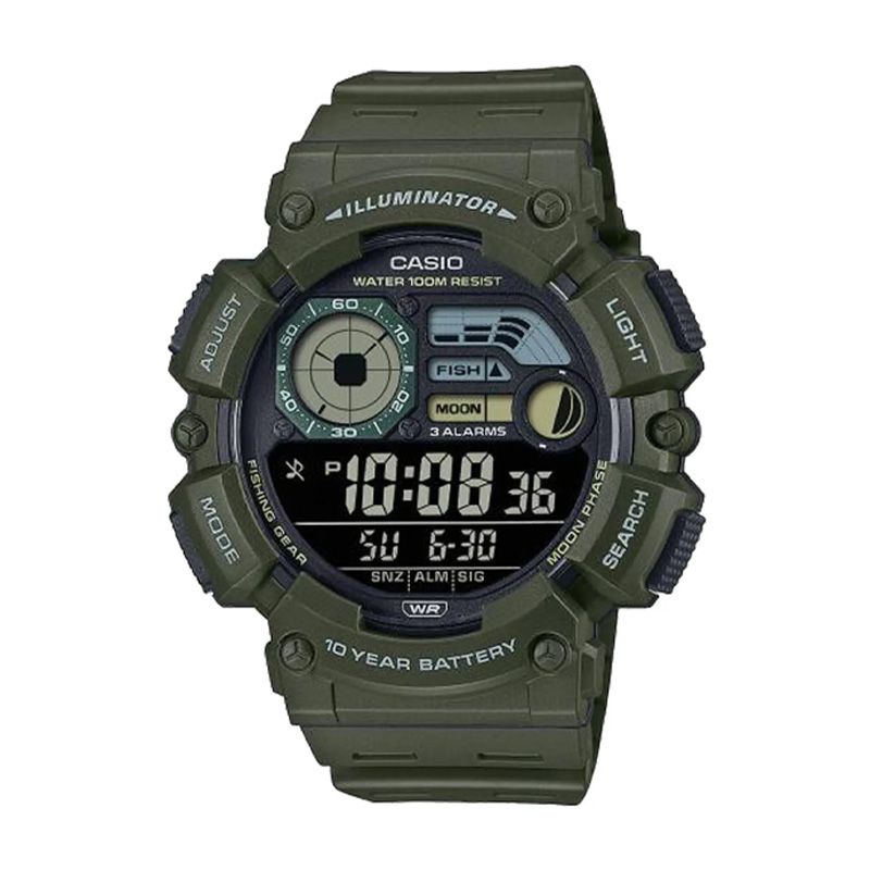 Montre homme digitale casio résine kaki ws-1500h-3bvef - montre connectée homme & femme - edora - digitales - edora