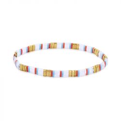 Bracelet femme edora perles miyuki tila blanches, oranges et bleues tibr056 - bracelets-femme - edora - 0