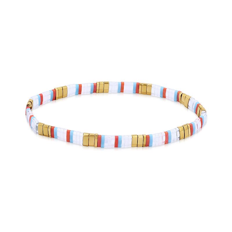 Bracelet femme edora perles miyuki tila blanches, oranges et bleues tibr056 - bracelets-femme - edora