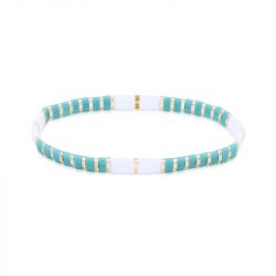 Bracelet femme edora perles miyuki tila blanches, bleues et dorées tibr110 - bracelets-femme - edora - 0