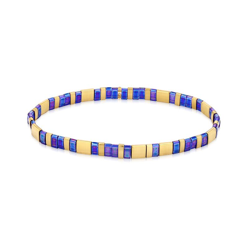 Bracelet femme edora perles miyuki tila bleues et dorées tibr265 - bracelets-femme - edora