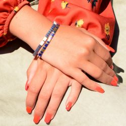 Bracelet femme edora perles miyuki tila bleues et dorées tibr265 - bracelets-femme - edora - 1