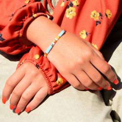 Bracelet femme edora perles miyuki tila bleues et oranges tibr269 - bracelets-femme - edora - 1