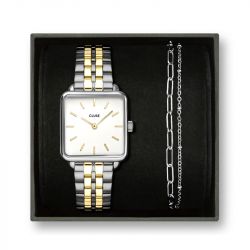Coffret montre femme cluse la tétragone acier bicolore cg10326 - montre cluse or & argent, montre cluse doré - - analogiques - edora - 0