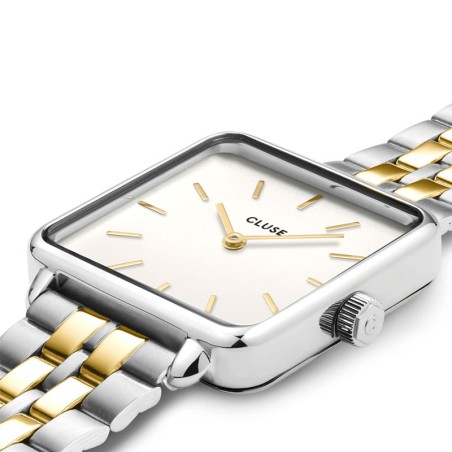 Coffret montre femme cluse la tétragone acier bicolore cg10326 – analogiques