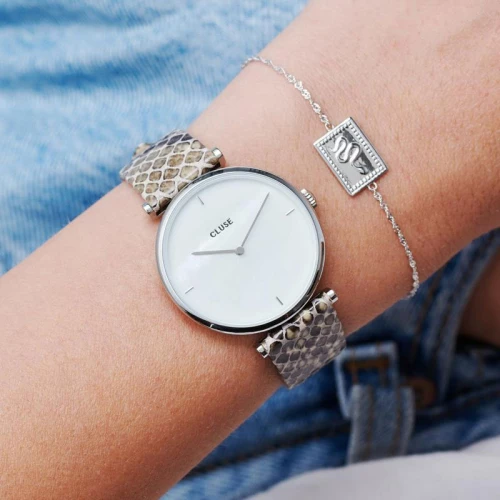 Montre Femme Cluse Triomphe Cuir Gris PythonCW0101208009