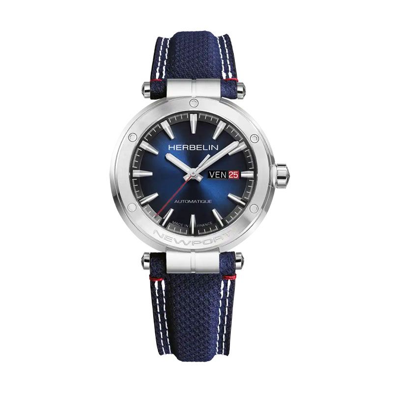 Montre homme automatique herbelin newport cuir et tissu bleu 1768a15bl - analogiques - edora