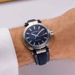 Montre homme automatique herbelin newport cuir et tissu bleu 1768a15bl - analogiques - edora - 1