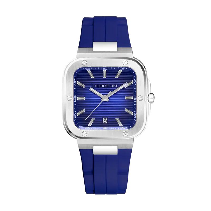 Montre homme herbelin cap camarat square silicone bleu 12246a115cb - analogiques - edora