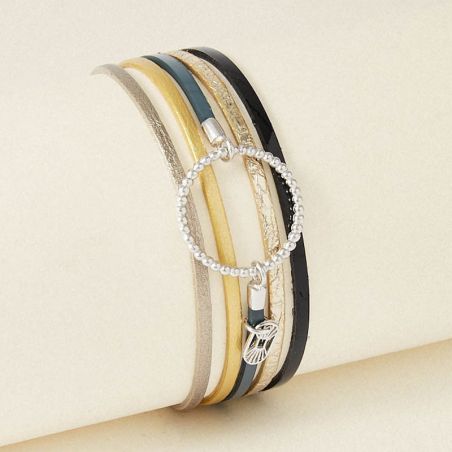 Bracelet cuir femme: bracelet femme jonc, manchette cuir femme (2) - bracelets-femme - edora - 1