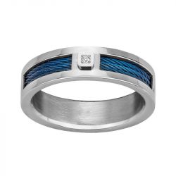 Bague homme phebus fabrice acier gris et diamant 50100001 - bague argent & or homme, bague homme - - bague-diamant - edora - 0