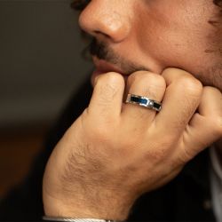 Bague homme phebus fabrice acier gris et diamant 50100001 - bague argent & or homme, bague homme - - bague-diamant - edora - 1