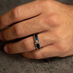 Bague homme phebus fabrice acier gris et diamant 50100001 - bague argent & or homme, bague homme - - bague-diamant - edora - 2