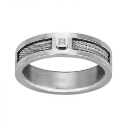 Bague Homme PHEBUS Fabrice Acier Gris et Diamant 50100004