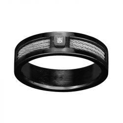 Bague homme phebus fabrice acier noir et diamant 50100003 - bague argent & or homme, bague homme - - bague-diamant - edora - 0