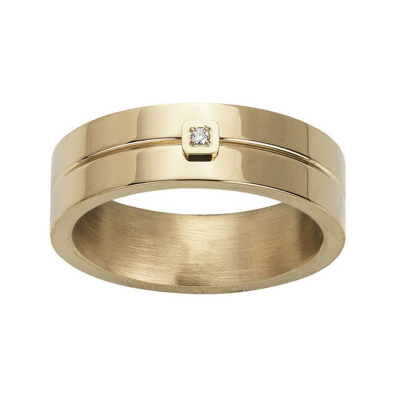 Bague homme phebus jacques acier doré et diamant 50100005 - bague argent & or homme, bague homme - - bague-diamant - edora