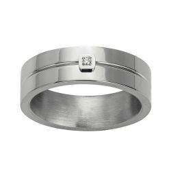 Bague homme phebus jacques acier gris et diamant 50100007 - bague argent & or homme, bague homme - - bague-diamant - edora - 0