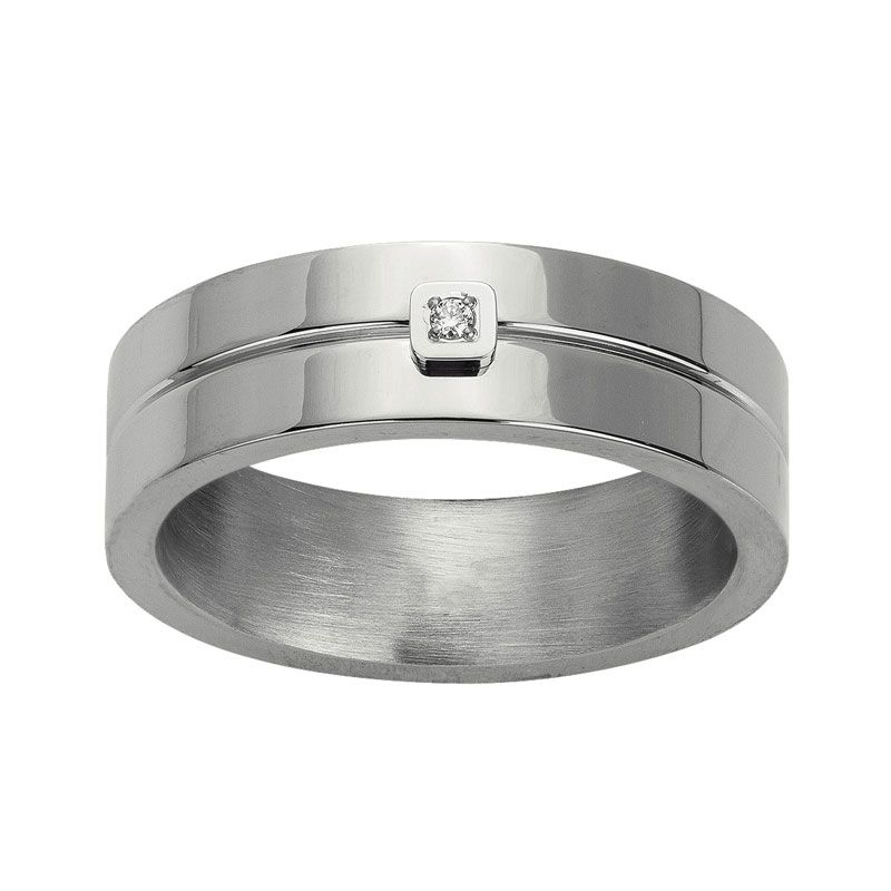 Bague homme phebus jacques acier gris et diamant 50100007 - bague argent & or homme, bague homme - - bague-diamant - edora