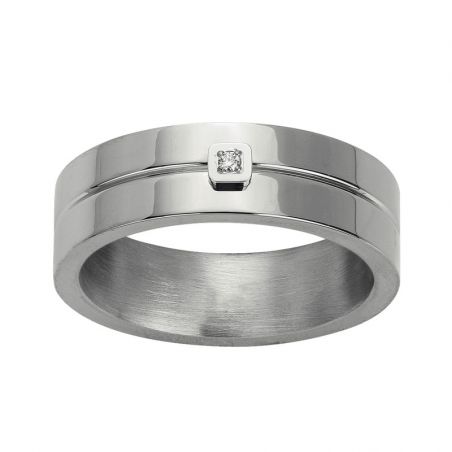 Bague acier homme & femme : bague en acier doré, noir, rose - bague-diamant - edora - 1
