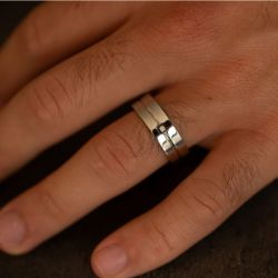 Bague homme phebus jacques acier gris et diamant 50100007 - bague argent & or homme, bague homme - - bague-diamant - edora - 1